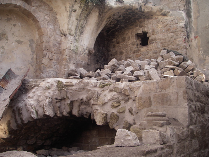 Bulldozed Building revealing Roman Foundations